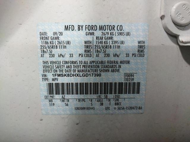 Photo 10 from auction – 2020 FORD EXPLORER X with VIN 1FMSK8DHXLGD17390