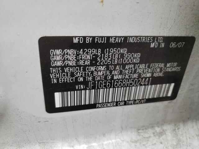 Photo 10 from auction – 2008 SUBARU IMPREZA 2. with VIN JF1GE61668H502441