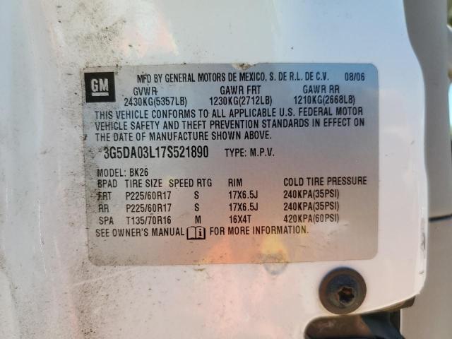Photo 10 from auction – 2007 BUICK RENDEZVOUS with VIN 3G5DA03L17S521890