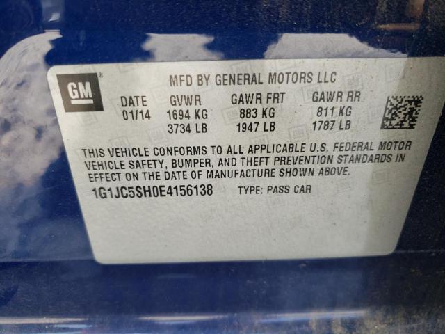 Photo 10 from auction – 2014 CHEVROLET SONIC LT with VIN 1G1JC5SH0E4156138