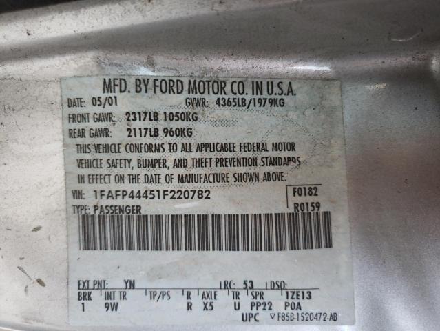Photo 10 from auction – 2001 FORD MUSTANG with VIN 1FAFP44451F220782