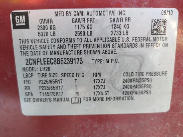 Photo 10 from auction – 2011 CHEVROLET EQUINOX LT with VIN 2CNFLEEC8B6239173