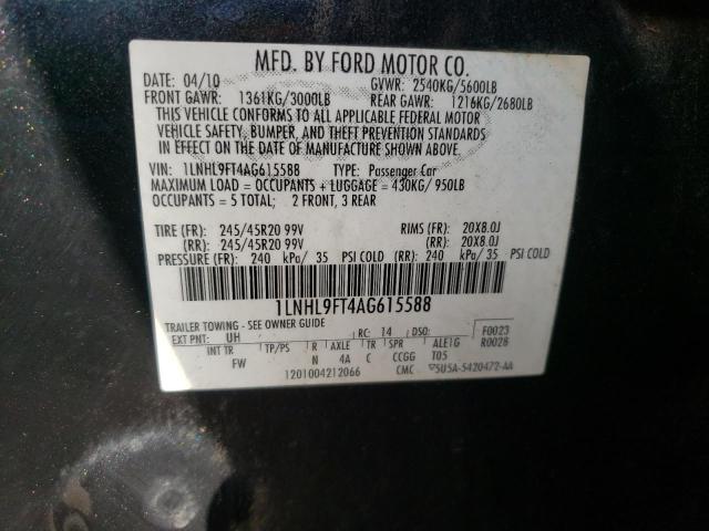 Photo 10 from auction – 2010 LINCOLN MKS with VIN 1LNHL9FT4AG615588