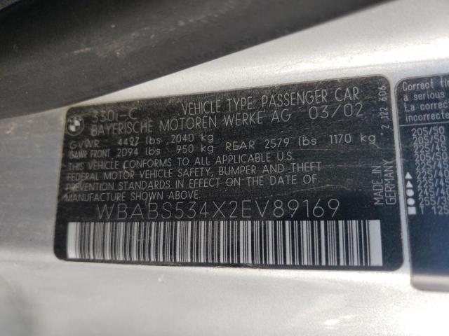 Photo 10 from auction – 2002 BMW 330 CI with VIN WBABS534X2EV89169
