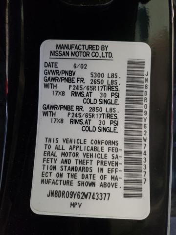 Photo 10 from auction – 2002 NISSAN PATHFINDER with VIN JN8DR09Y62W743377