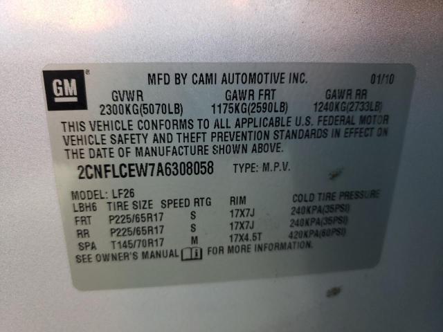 Photo 10 from auction – 2010 CHEVROLET EQUINOX LS with VIN 2CNFLCEW7A6308058