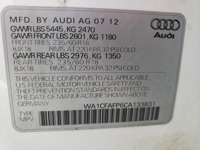 Photo 10 from auction – 2012 AUDI Q5 PREMIUM with VIN WA1CFAFP6CA133831
