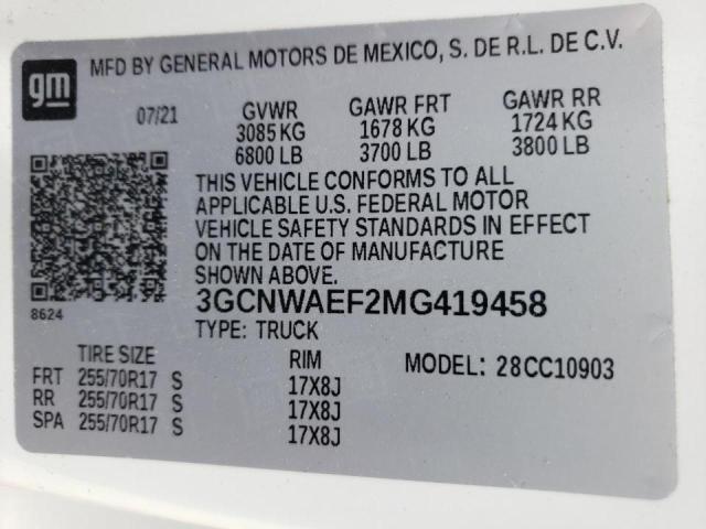Photo 10 from auction – 2021 CHEVROLET SILVERADO with VIN 3GCNWAEF2MG419458
