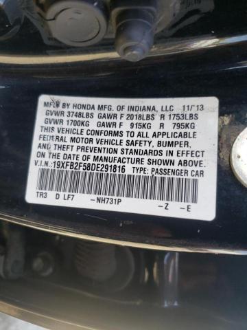 Photo 10 from auction – 2013 HONDA CIVIC LX with VIN 19XFB2F58DE291816