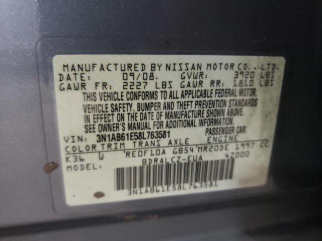 Photo 10 from auction – 2008 NISSAN SENTRA 2.0 with VIN 3N1AB61E58L763581
