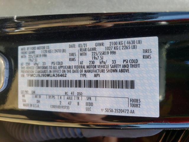 Photo 10 from auction – 2021 FORD ESCAPE TIT with VIN 1FMCU9J90MUA36462
