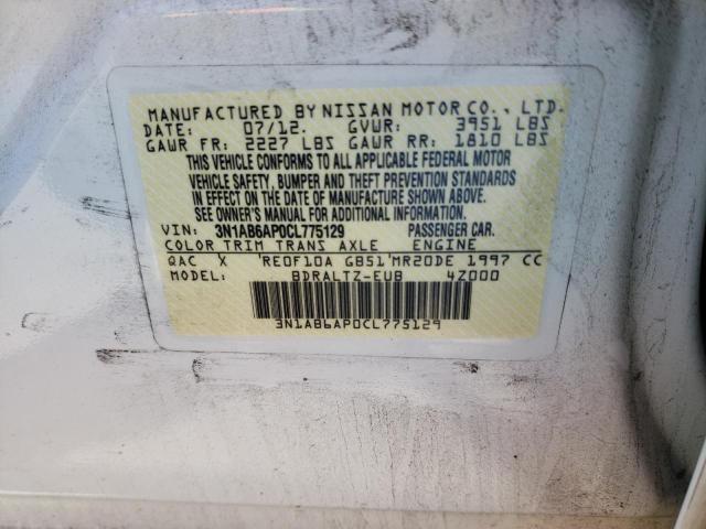 Photo 10 from auction – 2012 NISSAN SENTRA 2.0 with VIN 3N1AB6AP0CL775129