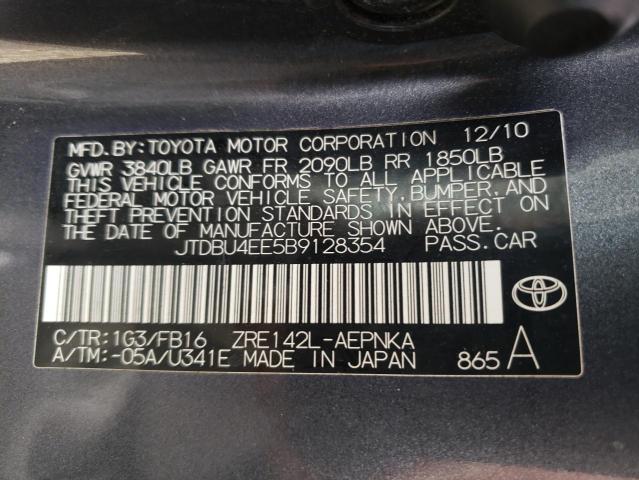 Photo 10 from auction – 2011 TOYOTA COROLLA BA with VIN JTDBU4EE5B9128354