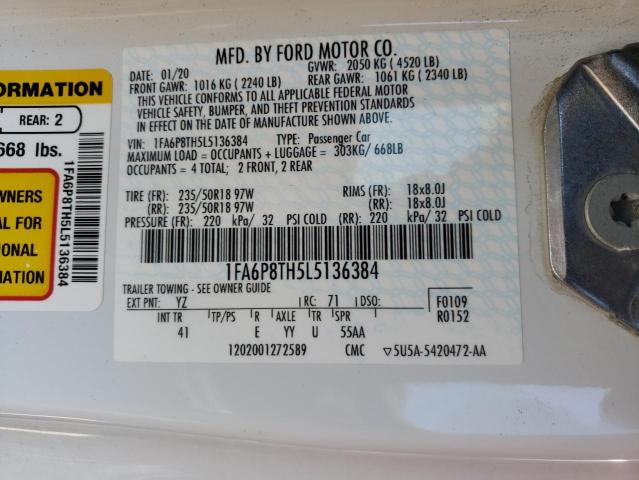 Photo 10 from auction – 2020 FORD MUSTANG with VIN 1FA6P8TH5L5136384