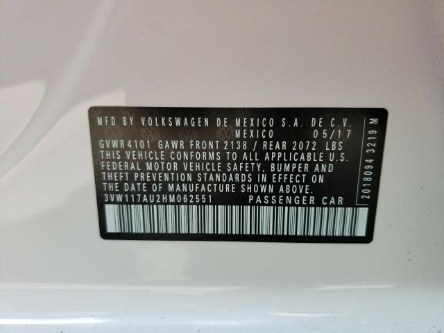 Photo 10 from auction – 2017 VOLKSWAGEN GOLF S with VIN 3VW117AU2HM062551