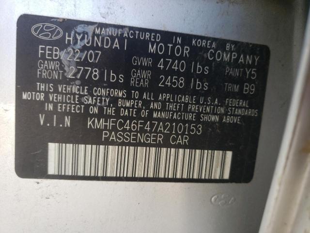 Photo 10 from auction – 2007 HYUNDAI AZERA SE with VIN KMHFC46F47A210153