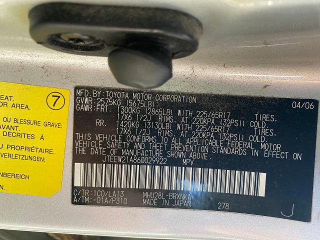Photo 10 from auction – 2006 TOYOTA HIGHLANDER with VIN JTEEW21A860029922
