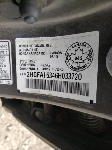 Photo 10 from auction – 2006 HONDA CIVIC DX V with VIN 2HGFA16346H033720