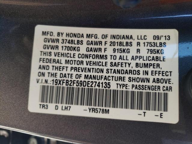 Photo 10 from auction – 2013 HONDA CIVIC LX with VIN 19XFB2F59DE274135
