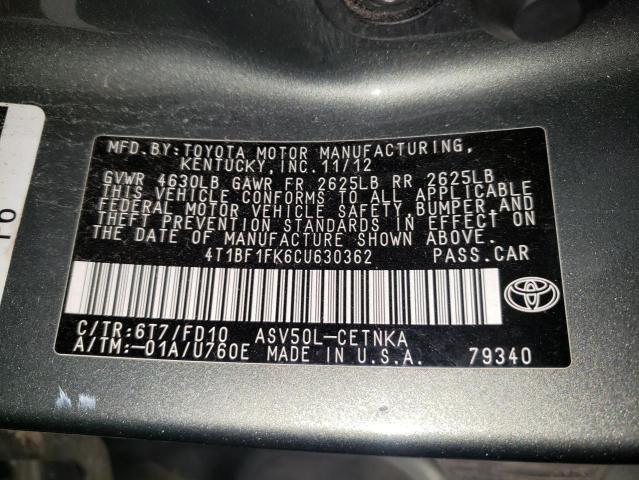 Photo 10 from auction – 2012 TOYOTA CAMRY BASE with VIN 4T1BF1FK6CU630362