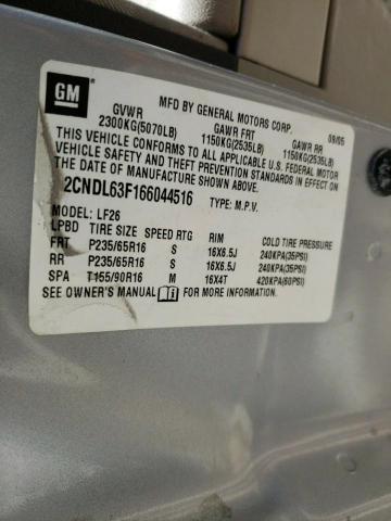Photo 10 from auction – 2006 CHEVROLET EQUINOX LT with VIN 2CNDL63F166044516
