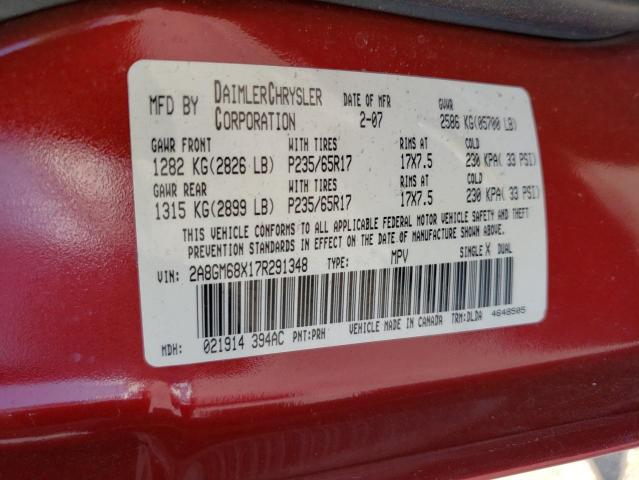 Photo 10 from auction – 2007 CHRYSLER PACIFICA T with VIN 2A8GM68X17R291348
