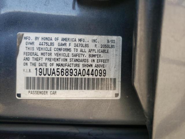 Photo 10 from auction – 2003 ACURA 3.2TL TYPE with VIN 19UUA56893A044099