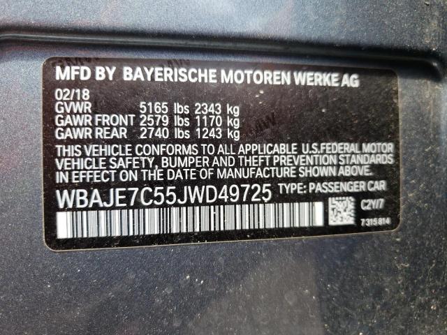 Photo 10 from auction – 2018 BMW 540 XI with VIN WBAJE7C55JWD49725