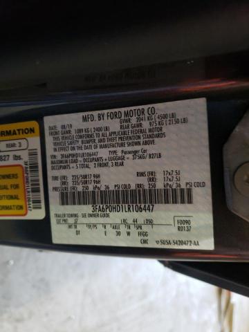 Photo 10 from auction – 2020 FORD FUSION SE with VIN 3FA6P0HD1LR106447