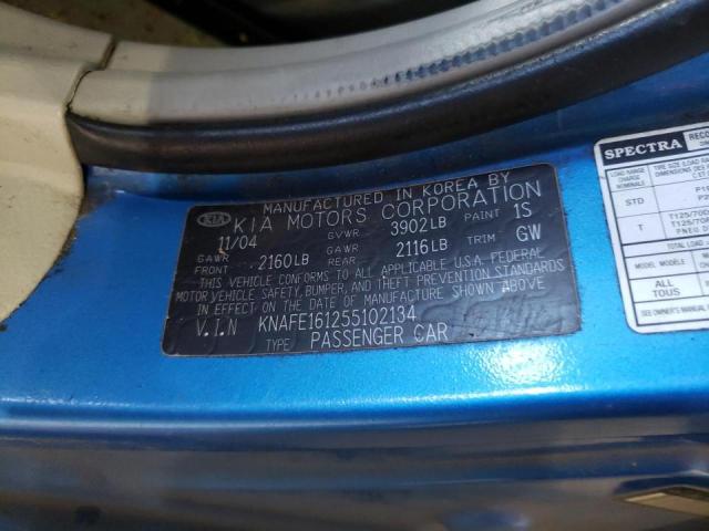 Foto 10 de la subasta – 2005 KIA SPECTRA5 con VIN KNAFE161255102134