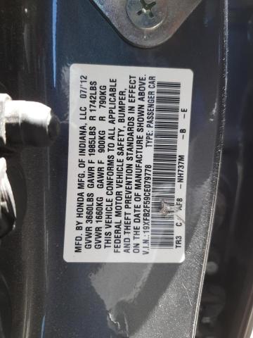 Photo 10 from auction – 2012 HONDA CIVIC LX with VIN 19XFB2F59CE079778