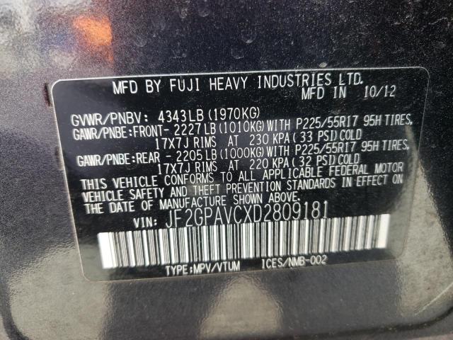 Photo 10 from auction – 2013 SUBARU XV CROSSTR with VIN JF2GPAVCXD2809181
