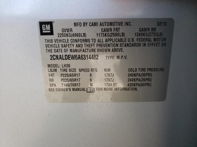 Photo 10 from auction – 2010 CHEVROLET EQUINOX LT with VIN 2CNALDEW6A6314482