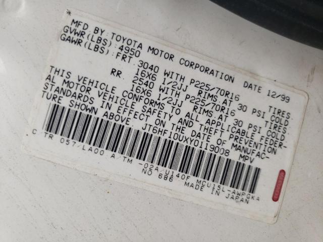 Photo 10 from auction – 2000 LEXUS RX 330 with VIN JT6HF10UXY0119008