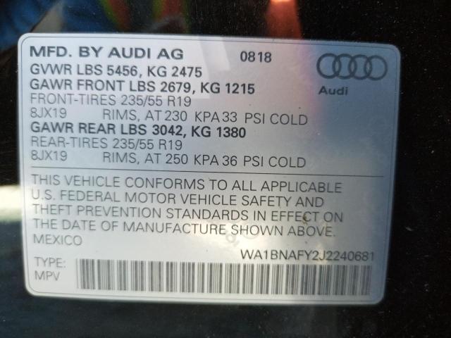 Photo 10 from auction – 2018 AUDI Q5 PREMIUM with VIN WA1BNAFY2J2240681