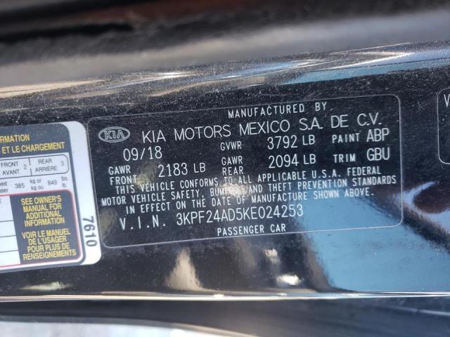 Photo 10 from auction – 2019 KIA FORTE FE with VIN 3KPF24AD5KE024253
