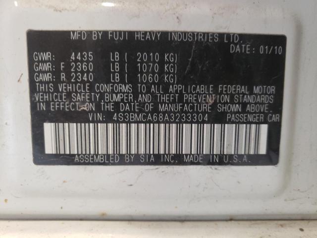 Photo 10 from auction – 2010 SUBARU LEGACY 2.5 with VIN 4S3BMCA68A3233304