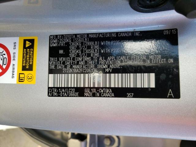 Photo 10 from auction – 2015 LEXUS RX 350 with VIN 2T2ZK1BA2FC206136