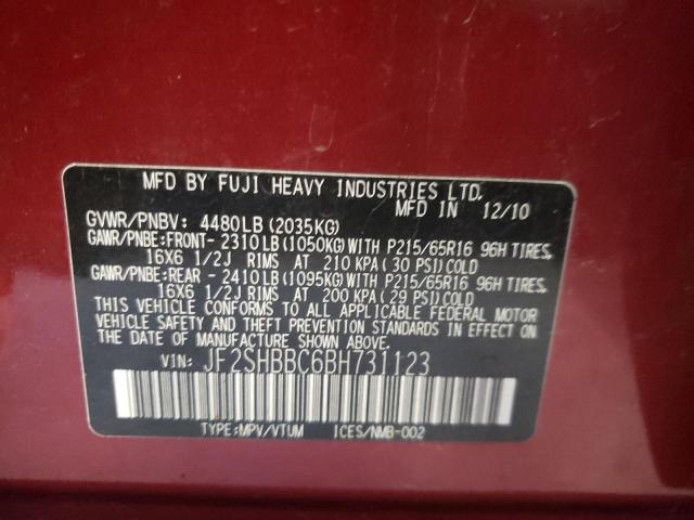 Photo 10 from auction – 2011 SUBARU FORESTER 2 with VIN JF2SHBBC6BH731123