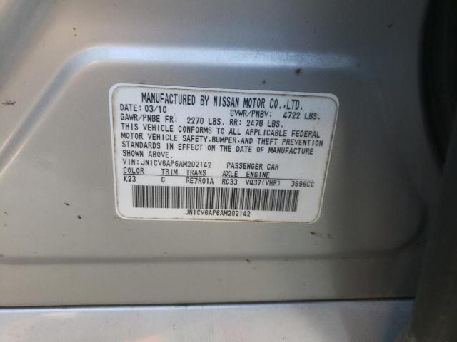 Photo 10 from auction – 2010 INFINITI G37 BASE with VIN JN1CV6AP6AM202142