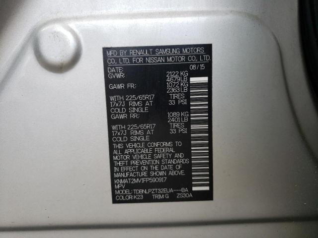 Photo 10 from auction – 2015 NISSAN ROGUE S with VIN KNMAT2MV1FP590917