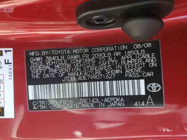 Photo 10 from auction – 2009 TOYOTA COROLLA BA with VIN JTDBL40E799071627