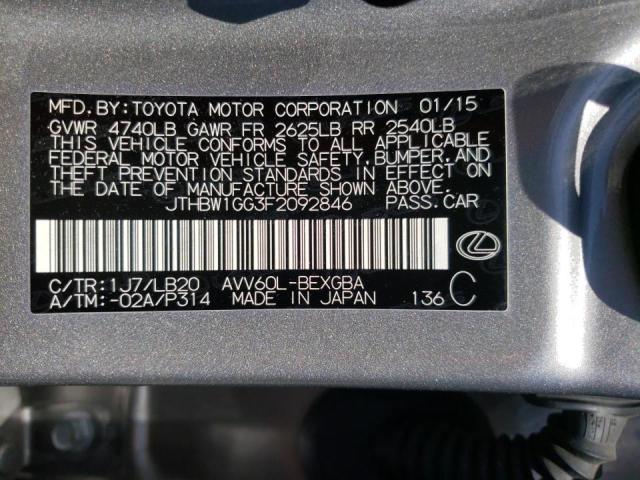 Photo 10 from auction – 2015 LEXUS ES 300H with VIN JTHBW1GG3F2092846