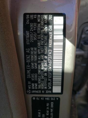 Photo 10 from auction – 1998 MERCEDES-BENZ E 320 with VIN WDBJF65F5WA673743