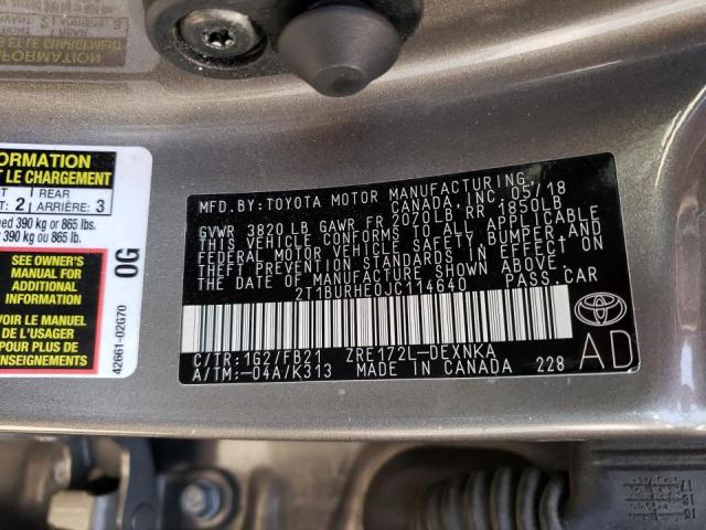 Photo 10 from auction – 2018 TOYOTA COROLLA L with VIN 2T1BURHE0JC114640