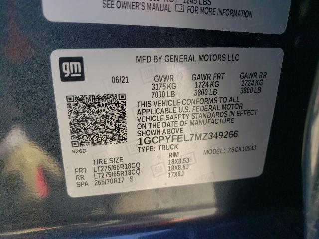 Photo 10 from auction – 2021 CHEVROLET SILVERADO with VIN 1GCPYFEL7MZ349266
