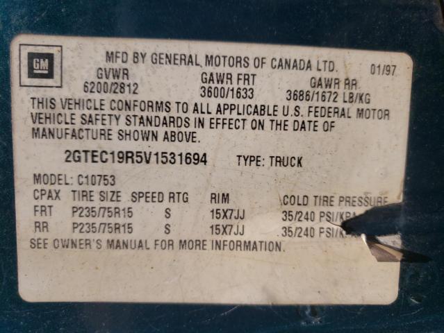 Photo 10 from auction – 1997 GMC SIERRA C15 with VIN 2GTEC19R5V1531694