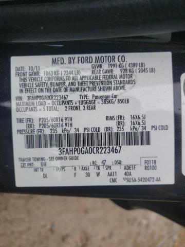 Photo 10 from auction – 2012 FORD FUSION S with VIN 3FAHP0GA0CR223467