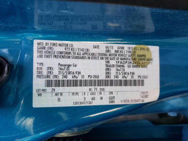 Photo 10 from auction – 2013 FORD FOCUS SE with VIN 1FADP3K2XDL321311