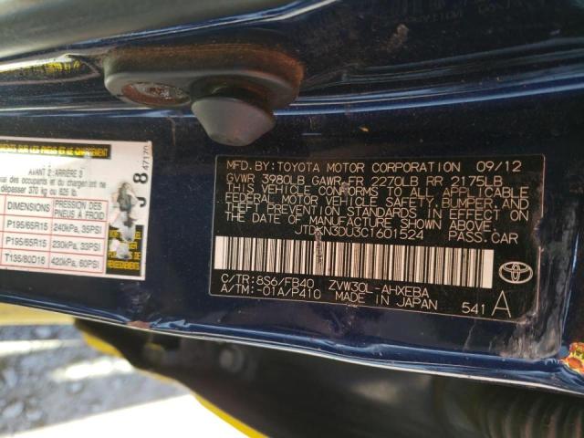 Photo 10 from auction – 2012 TOYOTA PRIUS with VIN JTDKN3DU3C1601524